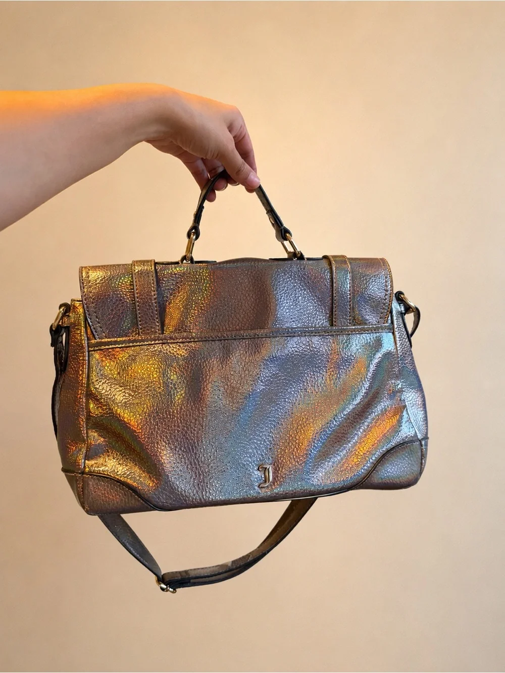 🔥Rare Vtg Juicy Couture Satchel Metallic Bag Heart Locket Crossbody Y2K